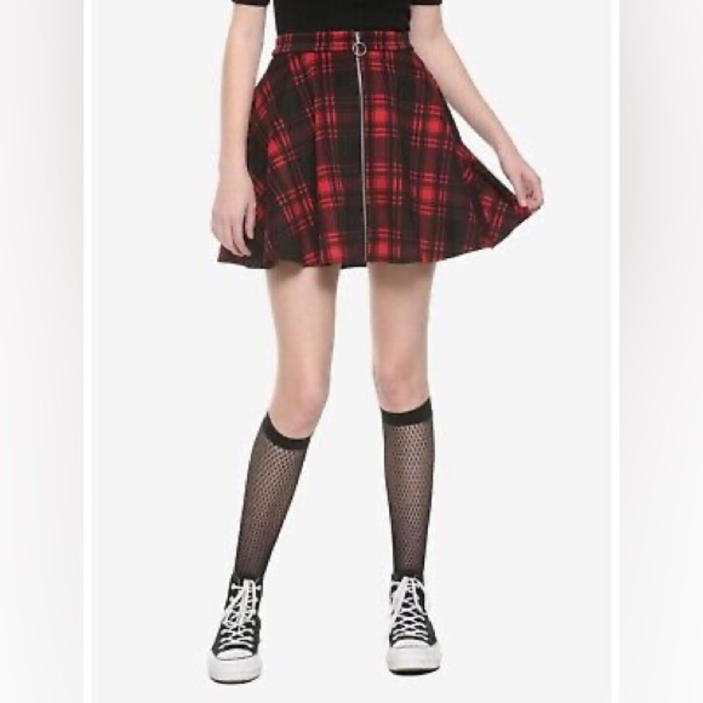 Hot topic red plaid skater skirt
